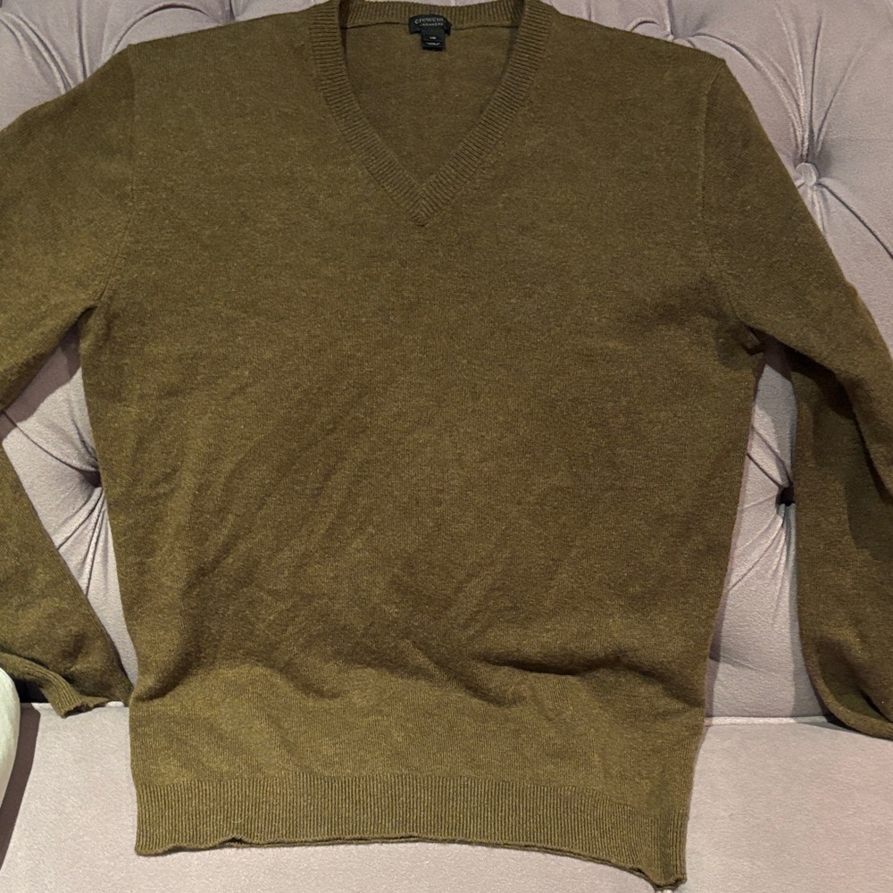Crewcuts Olive V-Neck Sweater cashmere